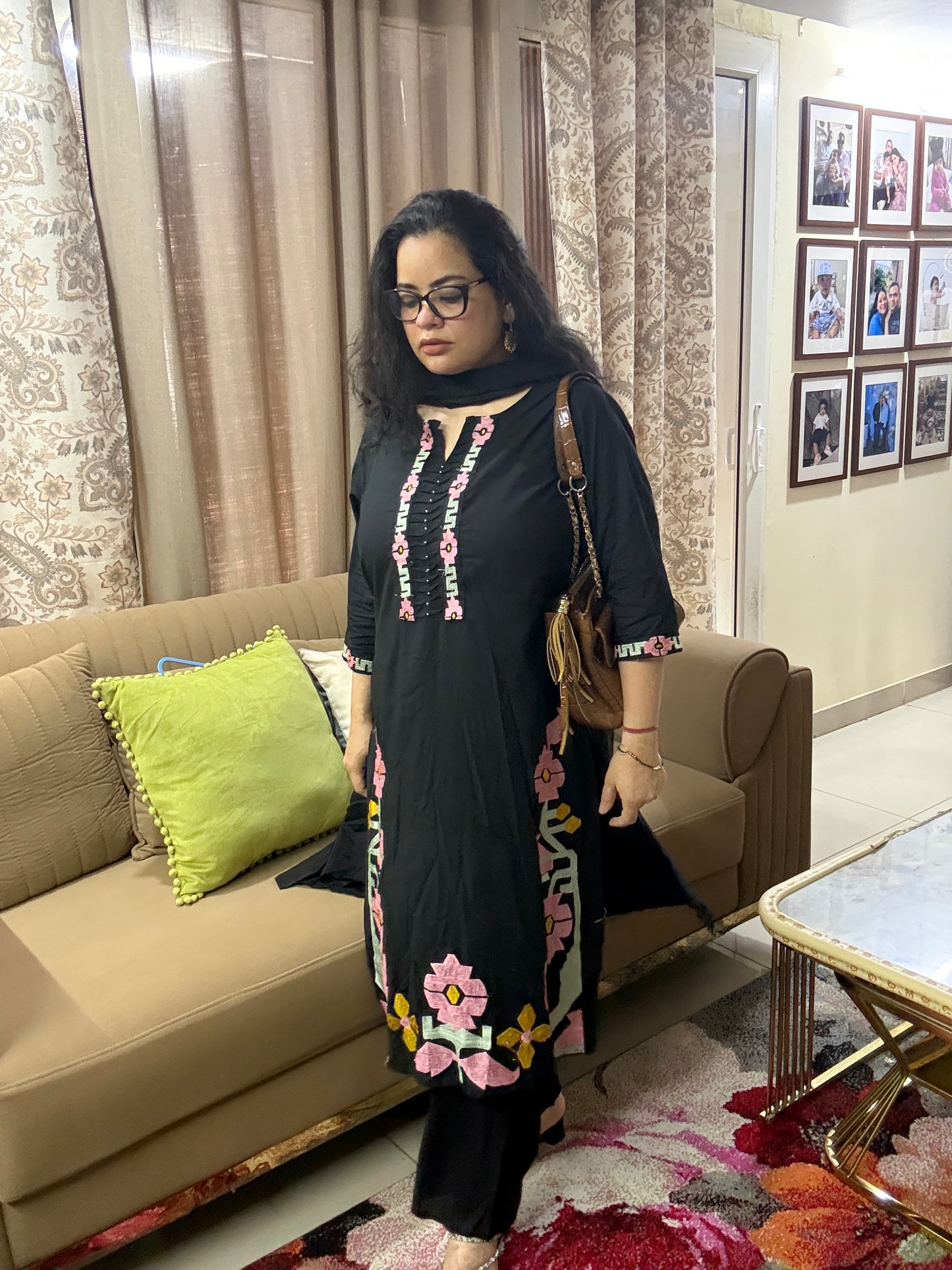 Black Petal Embroidered Suit