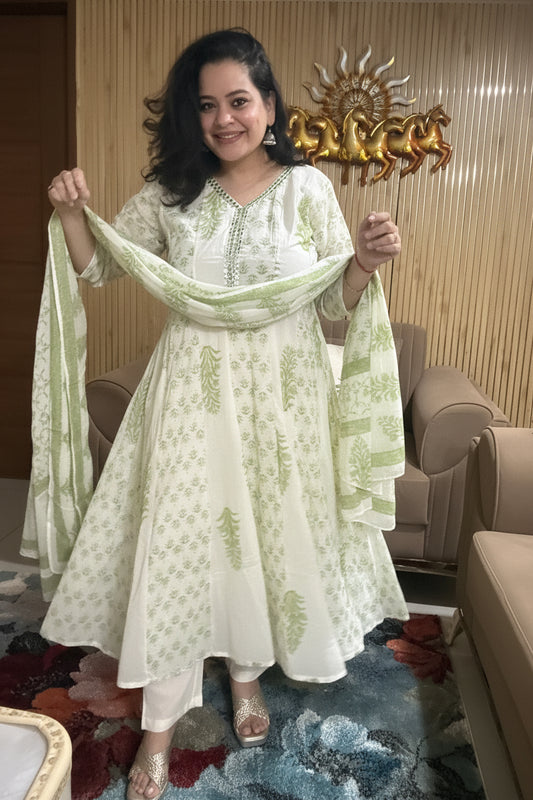 Pista Bloom Mul Cotton Frock Style Suit