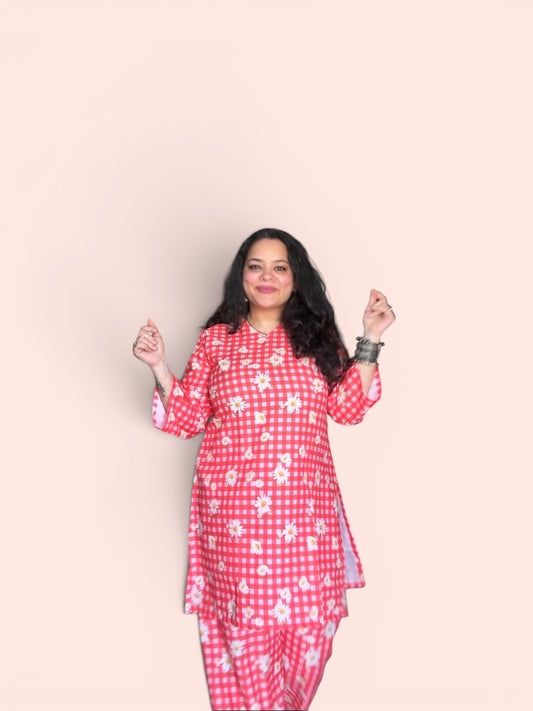 Red Daisy Coord Set