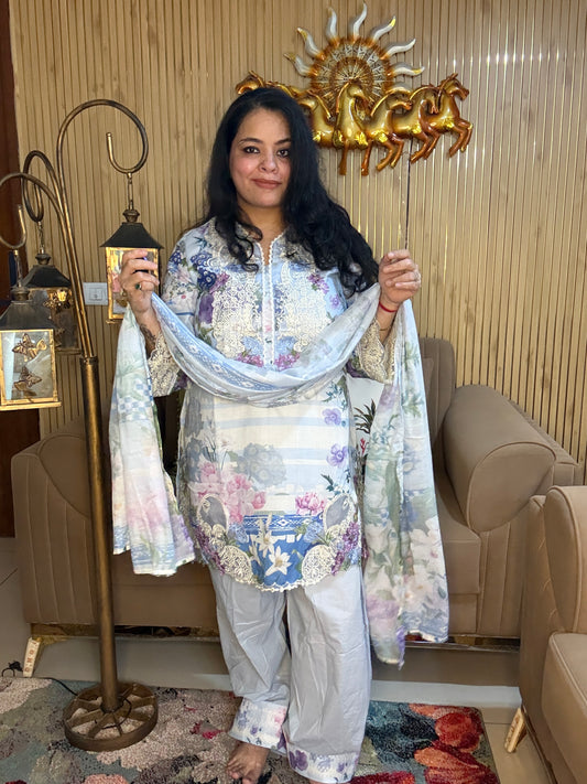 ✨Pastel Bloom Lace Farshi Suit Set✨